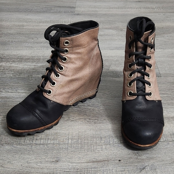 Sorel Joan of Arctic Wedge II PDX Waterproof Lace Up Leather Ankle Booties - Picture 5 of 14